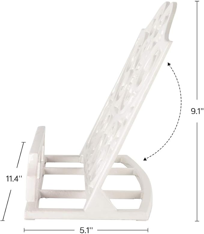 JOGREFUL Cookbook Stand, Cast Iron Heavy-Duty Recipe Book Holder, Kitchen Vintage Recipe Book Holder, Reading Rest Holder for Easel/Counter/Books/Magazine/iPad/Bible, Classic White