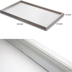 25 * 15 Inch Rectangular Ottoman Tray | Textured PU Leather, Waterproof & Heat-Resistant Storage for Coffee/Dining Tables, Sofa, Bed, Entertainment & Party (Tranquil Beige, 25 * 15in)