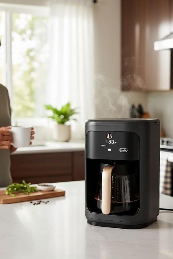 Beautiful 14Cup Programmable Coffee Maker, Touch-Activated Display, Auto Brew with 3 Flavor Options (Black Sesame)