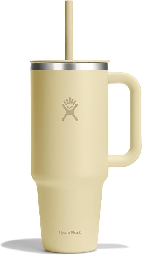 Hydro Flask 40 Oz Travel Tumbler with Handle, Lid and Straw - Insulated Stainless Steel in Starlight