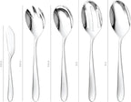Matte Serving Set, 18/10 Stainless Steel Satin Flatware, Modern Brushed Finish Cutlery, Dishwasher Safe & Durable, Built to Last (10-Piece Serving Set, Fidenza)