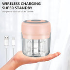 PINK - Mini Electric Food Processor and Garlic Chopper - 250ML, USB Charging, 3 Blades - Perfect for Chopping Vegetable, Pepper, Onion, Garlic, Ginger, Spice, Meat, Baby Food, and More (Pink)