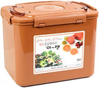 E-Jen Premium Kimchi, Sauerkraut Container Probiotic Fermentation with Inner Vacuum Lid (Earthenware Brown, 4.4 gal/ 17L)