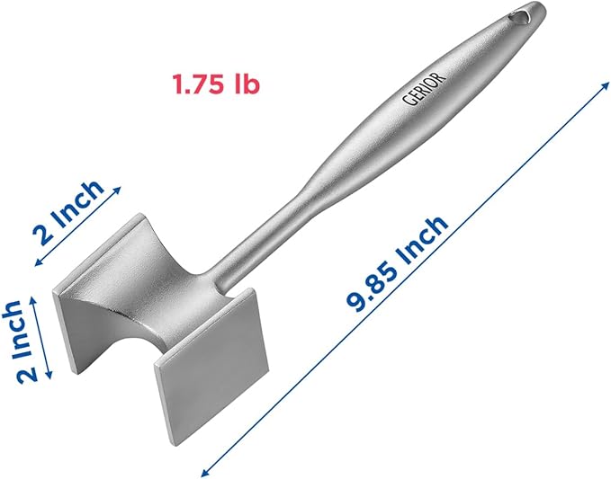 Full Stainless Steel Meat Mallet Tenderizer Tool - Chicken Hammer Flattener, Pounder for Kitchen, Food, Cooking - Dishwasher Safe Meat Beater