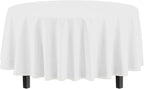 12-Pack Premium Plastic Tablecloth 84in. Round Table Cover - White