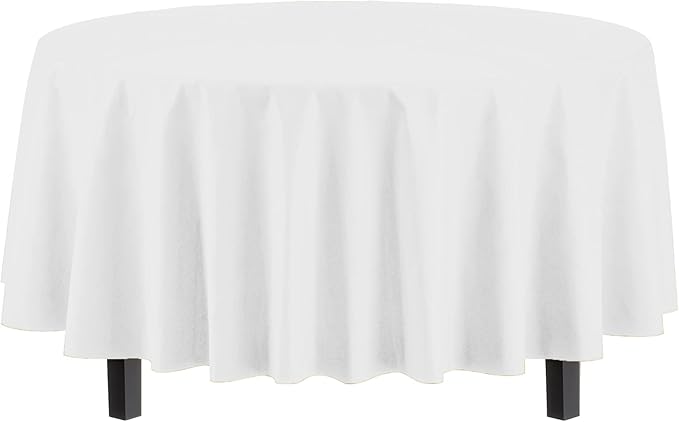 12-Pack Premium Plastic Tablecloth 84in. Round Table Cover - White