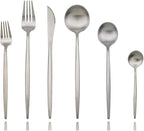 JASHII Luxury Flatware, Silverware Sets, 6-pieces Elegant Cute 18/10 Stainless Steel Silverware Set for Eating Home Kitchen Hotel Restaurant, Service Sets for 1 People, Dishwasher Safe