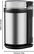 Stainless Steel Coffee Grinder and Spice Grinder with Dual Blades & Heat Dissipation Base, for Uniform Grinding of Large Batches of Beans and Spices