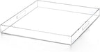 Extra Large Clear Modern Acrylic Ottoman Tray with Cutout Handles 22x22 Inch Over-Sized Serving Tray Organizer Boot Tray Decorative Tray for Living Room Bedroom Entryway and Kitchen Tabletop