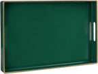 MAONAME Dark Green Decorative Tray, Serving Tray with Handles, Plastic Trays for Coffee Table, Rectangular Trays for Living Room, Bedroom, 15.8" X 10.2" X 1.4"