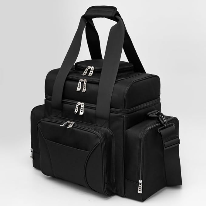 Large Cooler Bag (15x12.5x9 in). Two Insulated Compartment, Heavy Duty Fabric, Thick Insulation, Reinforced Stiches, Multiple Pockets, Durable Zipper.