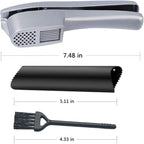 Garlic Press 2-in-1 Mincer, Crusher and Slicer with Peeler & Brush – Rustproof, Dishwasher Safe, Ergonomic Handle for Easy Squeeze and Cleaning
