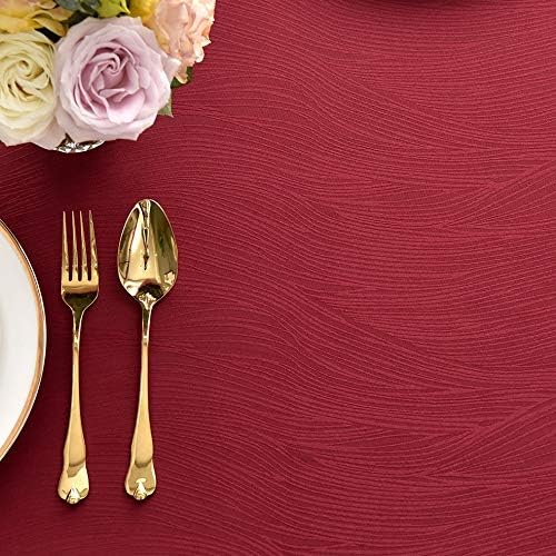 maxmill Square Table Cloth Swirl Design Water Resistant Wrinkle Resistance Heavy Weight Soft Tablecloth for Kitchen Dinning Tabletop Decoration Square 52 x 52 Inch Red