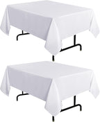 sancua 2 Pack White Tablecloth 54 x 54 Inch, Stain and Wrinkle Resistant Square Table Cloth - Washable Polyester Table Cover for Dining Tables, Buffet Parties and Camping