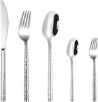 30-Piece Hammered Silverware Flatware Cutlery Set Service for 6,304 Thickened Stainless Steel Cutlery Knife,Fork and Spoon Set,Dishwasher Safe,Gift Package for Wedding Housewarming