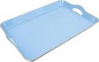 Spsyrine Light Blue Decorative Tray, Elegant Plastic Serving Tray with Handles, Coffee Table Tray for Ottoman, Living Room, Home Decor