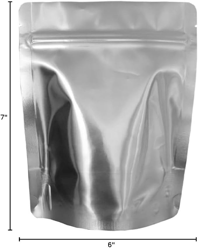 50 Pack - 7 Mil - Pint Seal-Top Stand Up Mylar Bags - 100cc Oxygen Absorbers - Heat Seal - Long-Term Food Storage