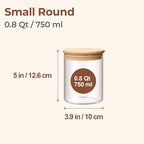 ComSaf 0.8 Qt Glass Food Storage Jars Set of 6, Clear Glass Storage Containers with Lids, Pantry Organization Jar, Spice Jar, Blooming Tea, Coffee and Sugar Container, Small Canister Set for Kitchen