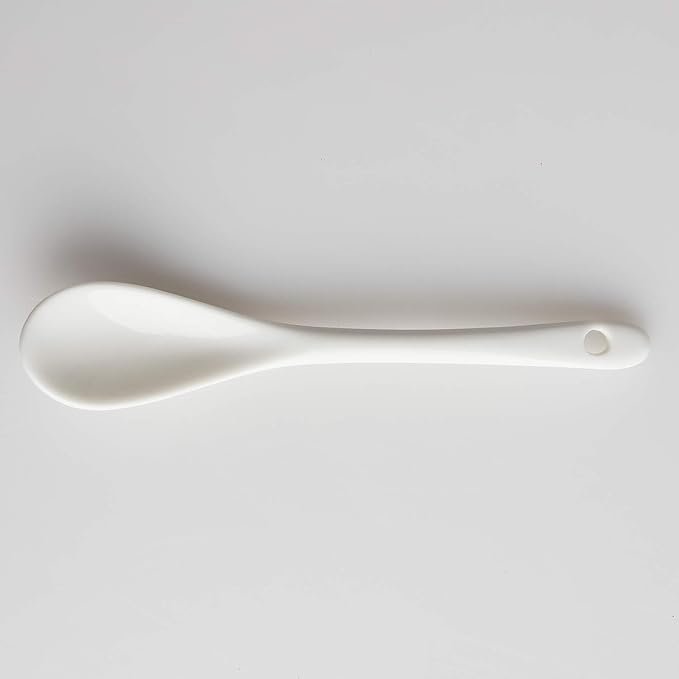 Porcelain Egg Spoons for Soft-Boiled Eggs Coffee Tea Desserts Ceramic Spoon Set of 6 (Egg Spoons 6)