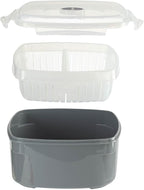 Microwave Steamer Set - Plastic Square Grey Steamer - 2.47L - Dishwasher Safe