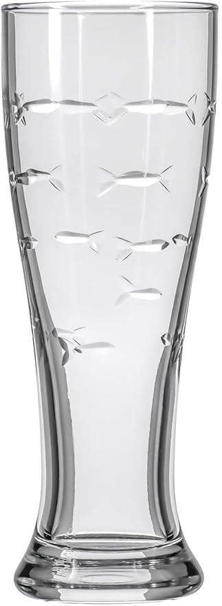 Rolf Glass School of Fish 16oz Beer Pilsner | Set of 2 | Craft Beer Glasses | Designed and engraved in the USA