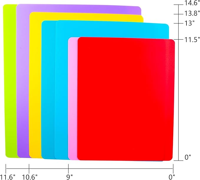 7 Pieces Flexible Cutting Board mats, Plastic Cutting Boards for Kitchen Cooking, Cutting board sheets for Meat and Vegetables, Dishwasher Safe