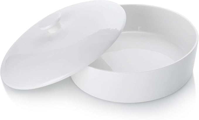 Sweese Ceramic Tortilla Warmer - Holds 12 Tortillas, Microwave & Oven Compatible, Elegant White Tortilla Holder with Lid for Taco Nights, Pancakes, Waffles - Durable & Easy to Clean