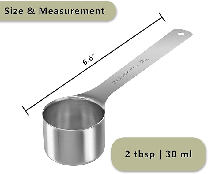 2PCS 2 Tablespoon(2tbsp, 30ml, 1/8cup) Coffee Scoop, Long Handle Measuring Spoon, Stainless Steel Scooper
