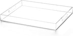 Modern Acrylic Ottoman Tray with Cutout Handles, Acrylic Serving, Organizer Decorative for Living Room, Bedroom,Bathroom and Kitchen Tabletop (Clear, 11x14 Inch)
