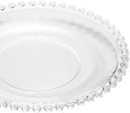 WOLFF - Set of 4 Pearl Beaded Crystal Dessert Plates - Salad, Appetizer or Starter Plate, Dinner Accessories, Decorative Dish, Crystal Kitchen Accessories - Luxury Dinnerware - Clear 8"