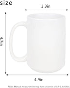 Sublimation Blank Ceramic Coffee Mugs Set of 6 Pcs White Mugs 15 oz Porcelain Espresso Cups Sublimation Mugs Blank DIY for Coffee Soup Tea Milk Latte Hot Cocoa etc