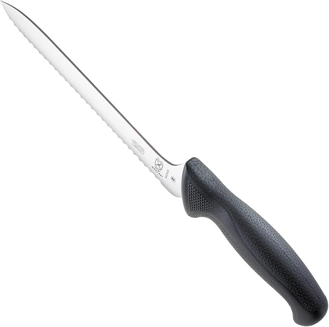 Mercer Culinary M22408 Millennia Black Handle, 8-Inch Offset Wavy Edge, Bread Knife