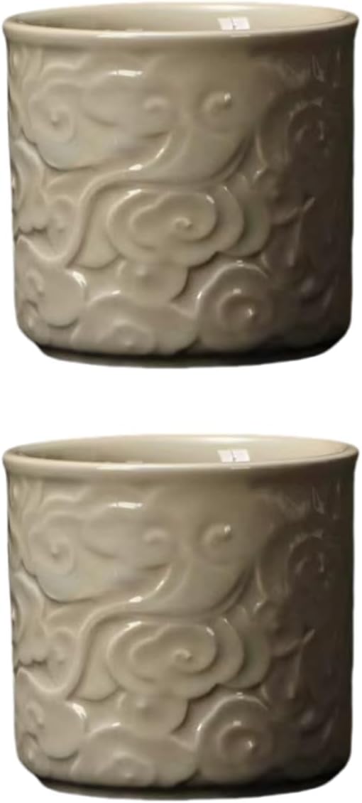 Ceramic Espresso Cups Set of 2 or 4-3oz Demitasse Cups for Coffee & Tea, No Handles, Durable & Dishwasher Safe (gray, 2)