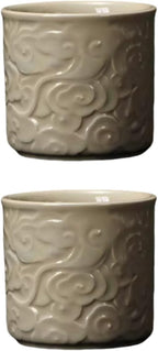 Ceramic Espresso Cups Set of 2 or 4-3oz Demitasse Cups for Coffee & Tea, No Handles, Durable & Dishwasher Safe (gray, 2)