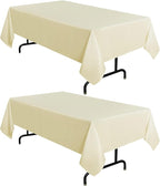 sancua 2 Pack Beige Tablecloth 60 x 84 Inch, Rectangle 4 Feet Table Cloth - Stain and Wrinkle Resistant Washable Polyester Table Cover for Dining Tables, Buffet Parties and Camping