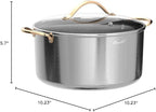 8 Quart Stock Pot, 3 Ply Whole Clad Stainless Steel Stock Pot, 8 QT Cooking Pot with Lid, Induction Pot for Cooking, 18/10 Stainless Steel Cookware Stockpots Oven, Gas and Dishwasher Safe
