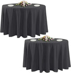 2 Pack Black Round Tablecloths, 120 Inch Stain Resistant and Wrinkle Polyester Fabric Washable Table Clothes Cover for Kitchen Dining, Wedding, Reception Banquet, Birthday Party, Buffet Restaurant