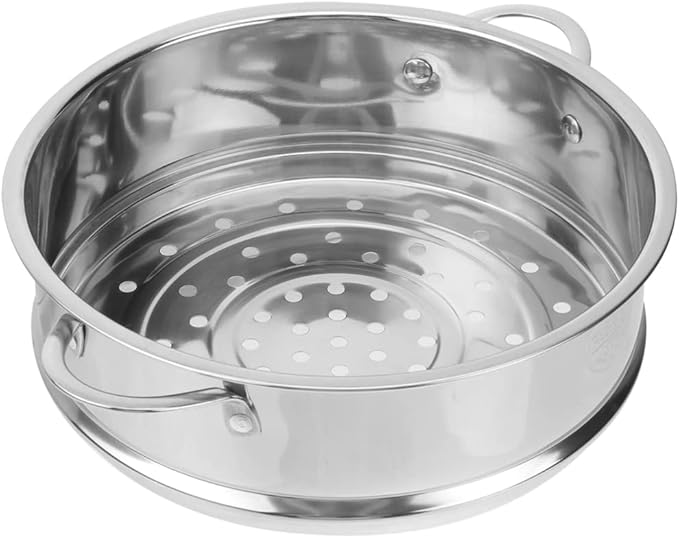 HEMOTON Stainless Steel Stackable Steamer Basket: 22cm Metal Steamer Pot Insert Pan Steaming Cookware for Dumpling Eggs Bun Dim Sum Meat Fish Rice Vegetable