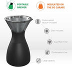 asobu Insulated Pour Over Coffee Maker (32 oz.) Double-Wall Vacuum, Stainless-Steel Filter and Take on the Go Carafe (Burgundy)