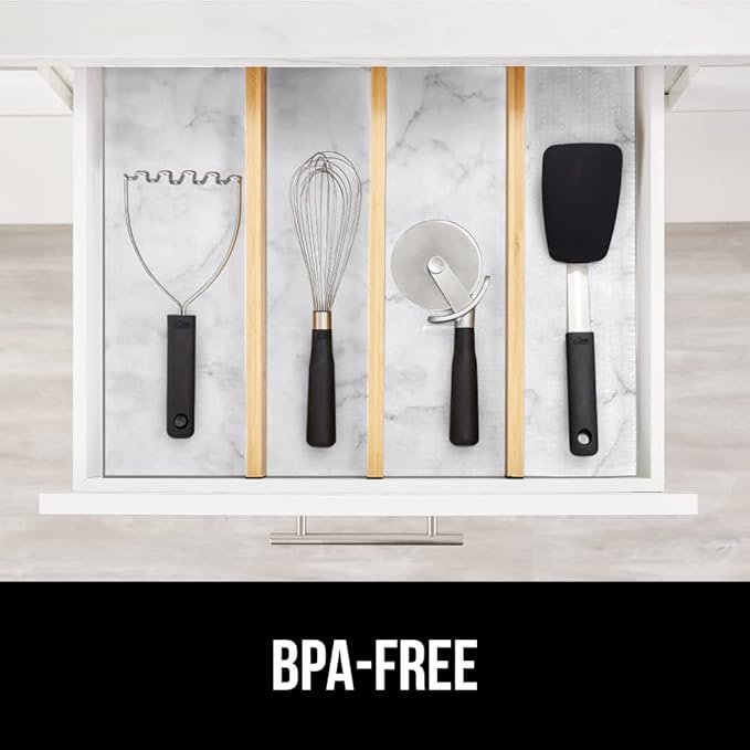 GORILLA GRIP Slip Resistant Drawer and Shelf Liner 2 Pack, Non Adhesive Water Resistant, Easy Clean and Trim, Smooth Surface Liners for Kitchen Cabinet, Shelves Drawers Pantry, 17.5 IN x 20 FT, Marble