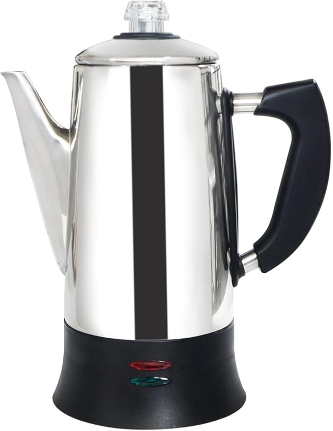 SOTECH Percolator Coffee Pot Electric Maker with Cool Touch Handle, Clear Brew Progress Knob(12 Cup)