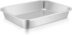 TeamFar Lasagna Pan, 10.6 x 8.3 x 1.7inch Stainless Steel Rectangular Cake Brownie Pan Casserole Baking Dish, Compact for Toaster Oven, Non Toxic & Healthy, Brushed Finish & Easy Clean-Dishwasher Safe