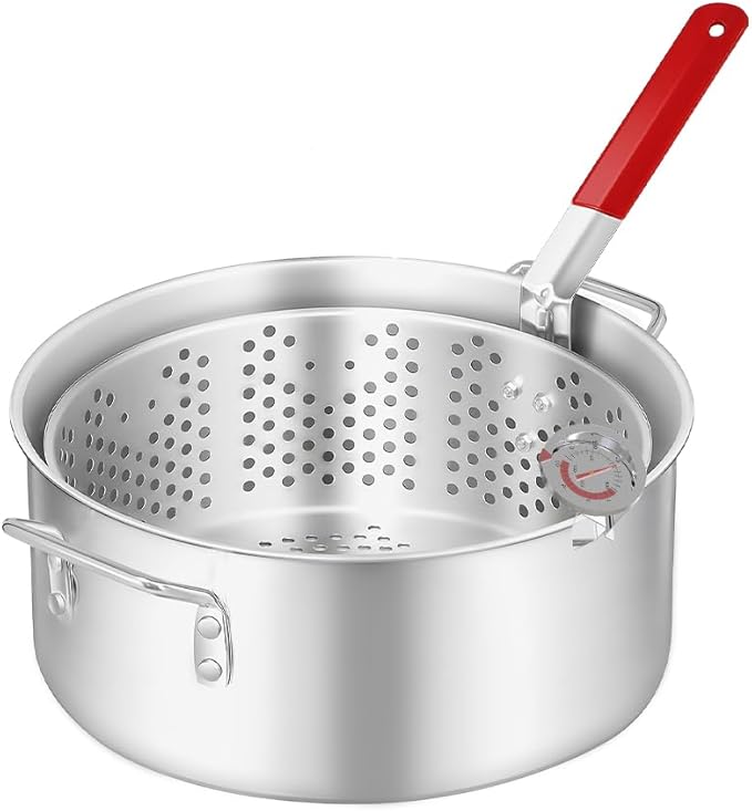 10QT Outdoor Fish Fryer Kit – Heavy-Duty Aluminum Pot & 6.7QT Basket, Propane Deep Fryer for Seafood, Turkey, Chicken & More