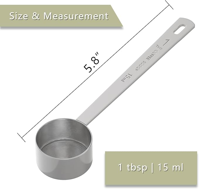 1PCS 1 Tablespoon Coffee Scoop, Long Handle Measuring Spoon, One tbsp (15ml) Stainless Steel Scooper