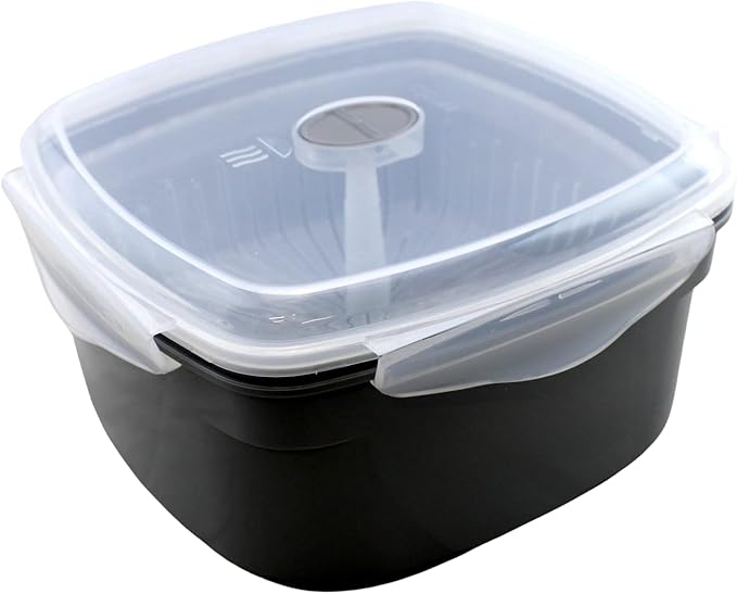 Microwave Vegetable Steamer Cooker for Healthy Cooking and Quick Meals, Cook Vegetables, Fish & Poultry, BPA-Free with Removable Strainer and Locking Vent Lid, 2.47L by Dependable Industries (Gray)