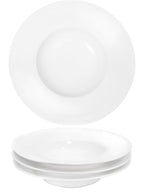Pasta Plates with Rim 12 oz, Soup Bowl Pasta Bowl Set of 4, White Shallow Bowl Plate, Ceramic Wide Rimmed Soup Bowl, Best choice for high-end restaurants, hotels, and foodies, 10 Inch