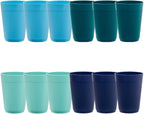 US Acrylic Newport 10 ounce Unbreakable Plastic Stackable Juice Tumblers in Coastal Colors | Set of 12 Drinking Cups | Reusable, BPA-free, Made in the USA, Top-rack Dishwasher and Microwave Safe