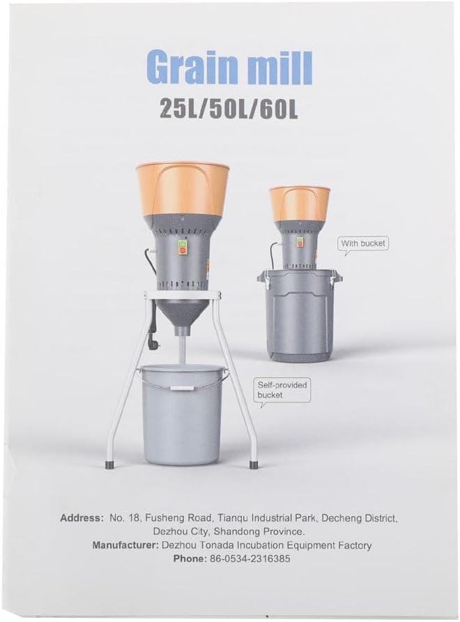 Grain Mill Corn Grinder, 1000w Electric Feed Grinder Mill Dust-Free Dry Cereals Grinders with Detachable Hopper & 5 Sieves for Wheat Corn Grain Spice Coffee Beans 6.6 Gallons (25L)