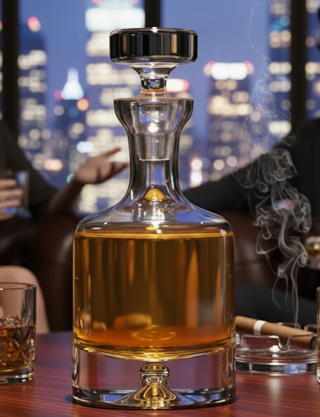 Ravenscroft Crystal | Elegant European-Made Hand-Blown Taylor Decanter w/Stopper | 100% Lead-Free Crystalline | 35 FL Oz | Gift-Boxed