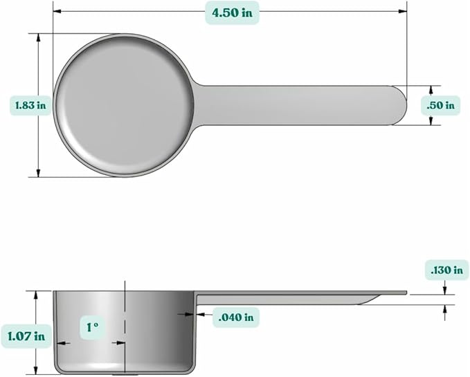 39 mL (8 Teaspoon | 1.32 Oz. | 2.63 Tablespoon) Long Handle Scoop for Measuring Coffee, Pet Food, Grains, Protein, Spices and Other Dry Goods (Pack of 1)